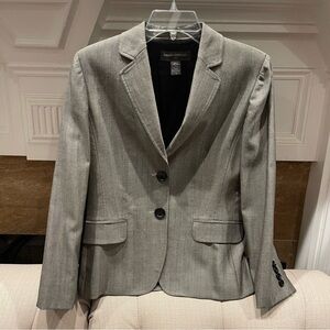 Banana Republic Factory Women's Sz 6 Gray Herringbone Striped Wool Blend Jacket
